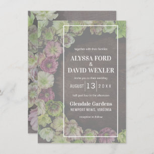 MODERN Garden Hellebore Wood Wedding Invitation
