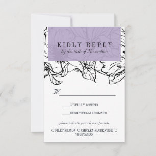 Modern Garden   Lavender wedding Meal Choice RSVP Card