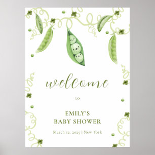 Modern Garden Sweet Pea Baby Shower Welcome  Poster