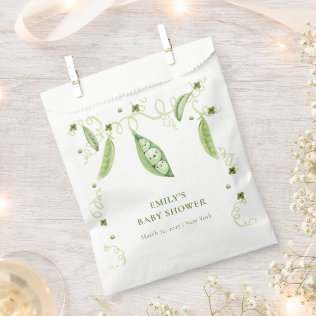 Modern Garden Sweet Pea In Pod Baby Shower  Favour Bags (Clipped)