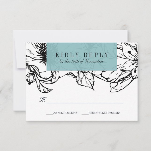 Modern Garden | Turquoise | Floral wedding RSVP (Front)