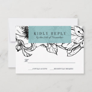 Modern Garden   Turquoise   Floral wedding RSVP