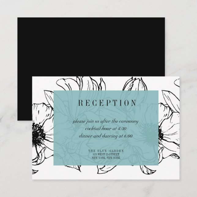 Modern Garden | Turquoise | Floral wedding RSVP Invitation (Front/Back)
