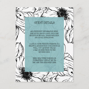 Modern Garden   Turquoise wedding Guest Details Enclosure Card