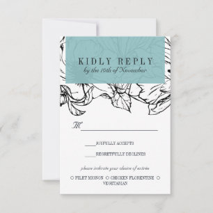 Modern Garden Turquoise wedding Meal Choice RSVP