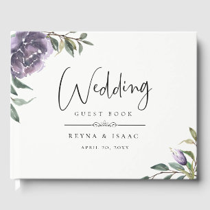 Modern Garden Violet Floral Wedding Guest Book
