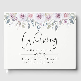 Modern Garden Violet Floral Wedding Guest Book