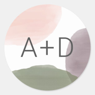 Modern Garden Watercolor Envelope Seal, Wedding Classic Round Sticker