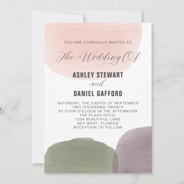 Modern Garden Watercolor Wedding Invitation (Front)