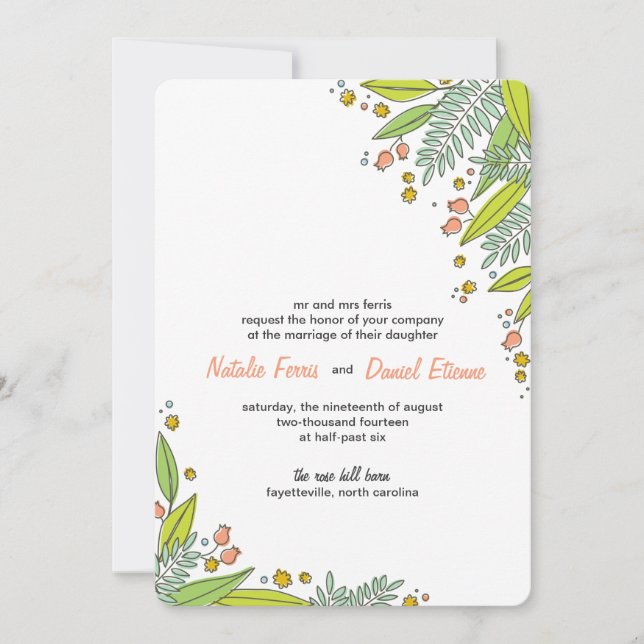Modern Garden Wedding Invitation (Front)