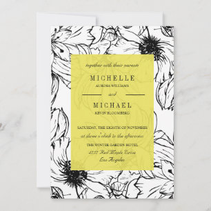 Modern Garden Yellow Floral wedding Invitation