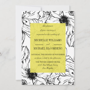 Modern Garden Yellow Floral wedding Invitation