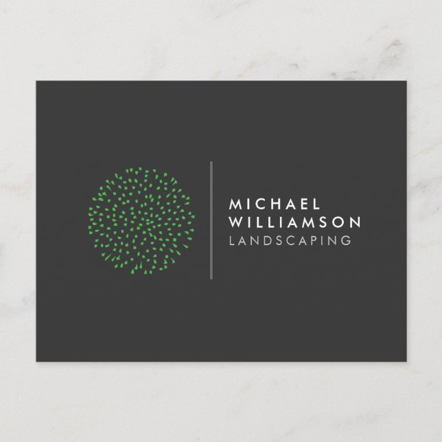 Modern Gardener Landscaping Shrub Logo Dark Grey Postcard (Front)