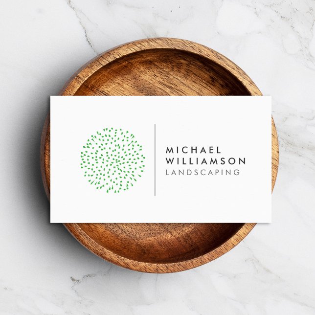 Modern Gardener Landscaping Shrub Logo on White Business Card (Creator Uploaded)
