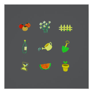 Modern gardening poster on dark grey background