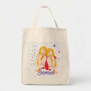 Modern Gemini Twins Zodiac  Tote Bag