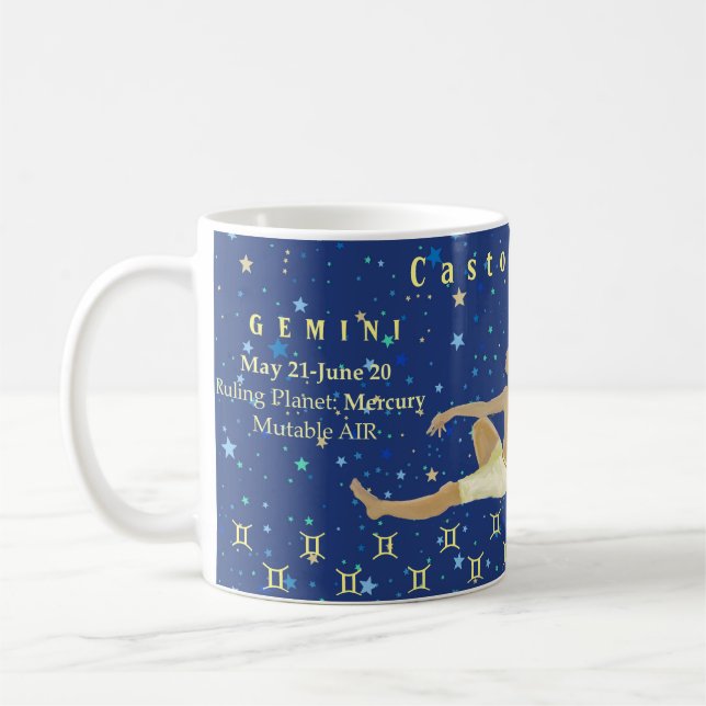 Modern Gemini zodiac illustration personalised Coffee Mug (Left)