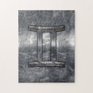 Modern Gemini Zodiac Sign Grunge Distressed Style Jigsaw Puzzle