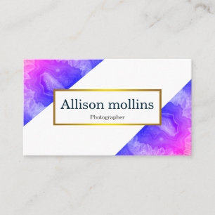Modern Gemstone Pink Agate Gold Foil Business Card