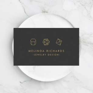 Modern Gemstone Trio Logo Jewellery Design Dark Gr Business Card