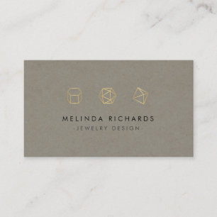 Modern Gemstone Trio Logo Jewellery Design Khaki Business Card