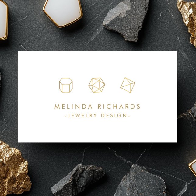 Modern Gemstone Trio Logo Jewellery Design White Business Card (Creator Uploaded)