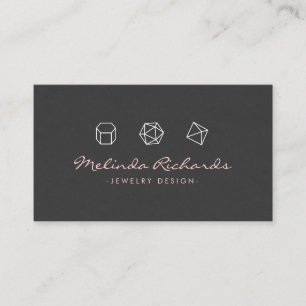 Modern Gemstone Trio Logo Pink/Dark Grey Business Card