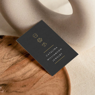 Modern Gemstone Trio Logo Vertical Dark Grey Business Card