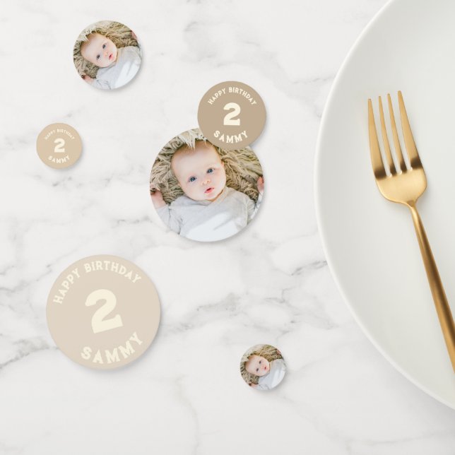 modern gender neutral baby photo 2nd birthday  confetti (Group)