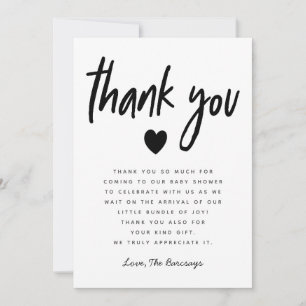 Modern Gender Neutral Baby Shower Simple Heart Thank You Card