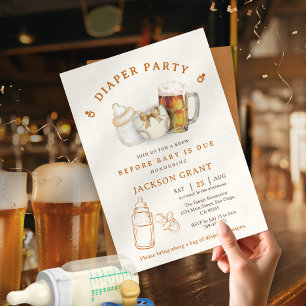 Modern Gender Neutral Beer Diaper Baby Shower Invitation