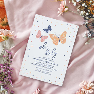 Modern Gender Neutral Butterfly Baby Shower Invitation