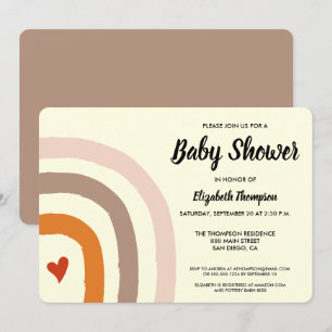 Modern Gender Neutral Earthy Rainbow Baby Invitation