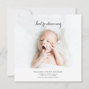 Modern Gender Neutral Photo Birth Announcement