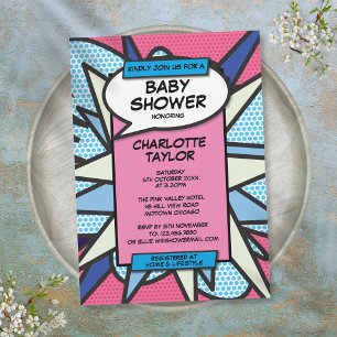 Modern Gender Neutral Pink Blue Baby Shower Invitation