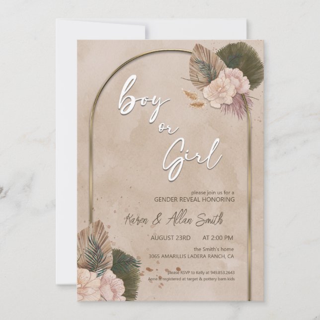 Modern Gender Reveal | Minimalist Gender Reveal Invitation (Front)