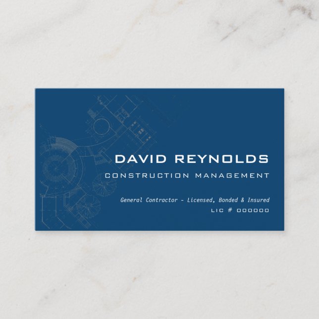 Modern General Construction Chalk Business Cards (Front)