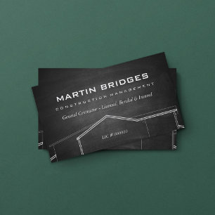 Modern General Construction Chalk Business Cards