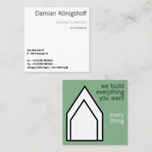 Modern General Contractor Building House Square Business Card