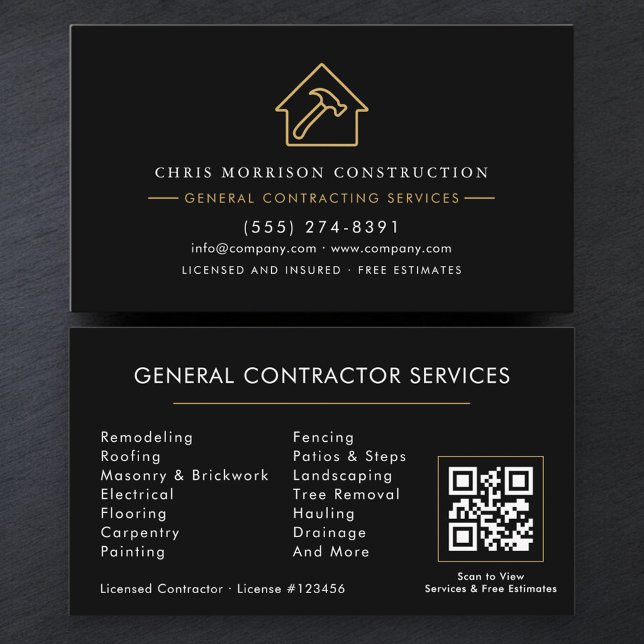 Modern General Contractor QR Code Business Card (Creator Uploaded)