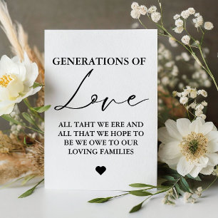 Modern Generations of love  Wedding Party Sign