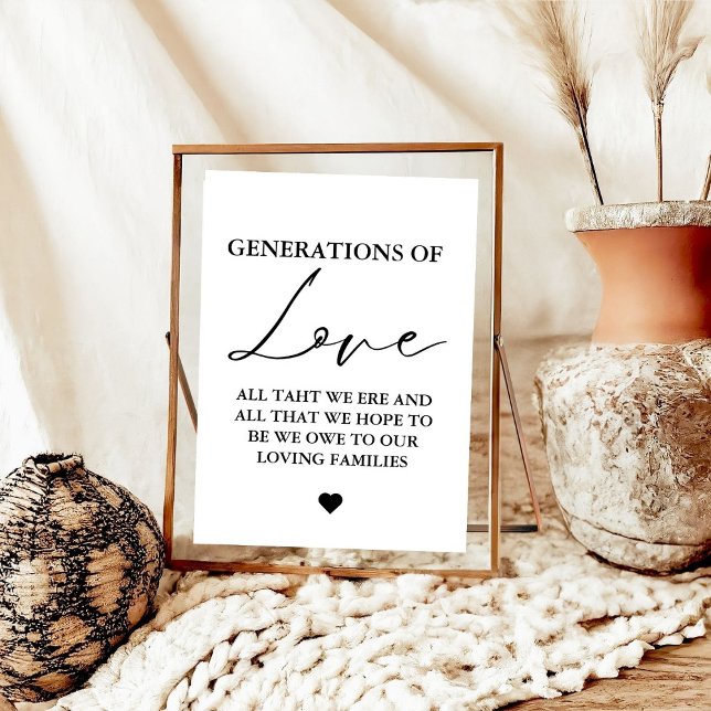 Modern Generations of love  Wedding Party Sign (Creator Uploaded)