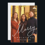 Modern Gentle Script, Merry Christmas Family Photo Holiday Card<br><div class="desc">Merriest Christmas. Celebrate the season with this family photo card (printed and / or instant download), in modern contemporary gentle romantic script themed layover. It is fully customisable and personalised with your own greeting messages. It is simple, easy, yet modern minimalist and festive. This is the perfect greeting card for...</div>