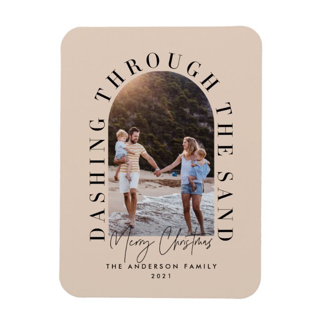 Modern geo christmas dashing through the sand magn magnet (Vertical)