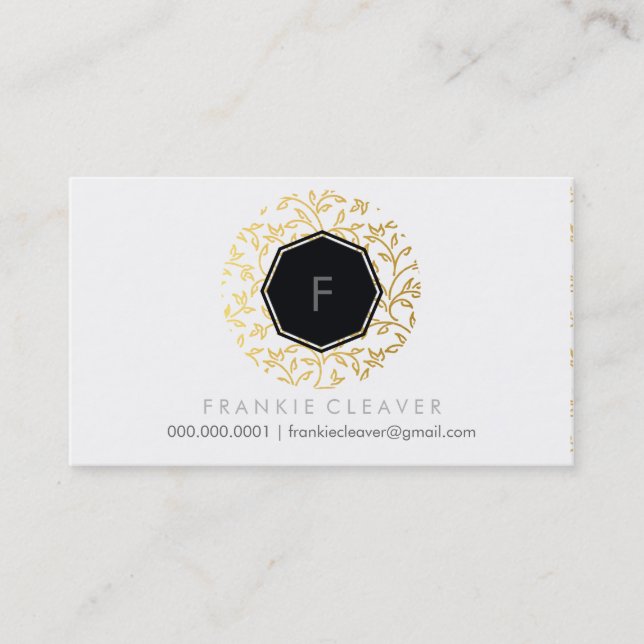 MODERN GEO HEXAGON monogram bold spot gold eco Business Card (Front)