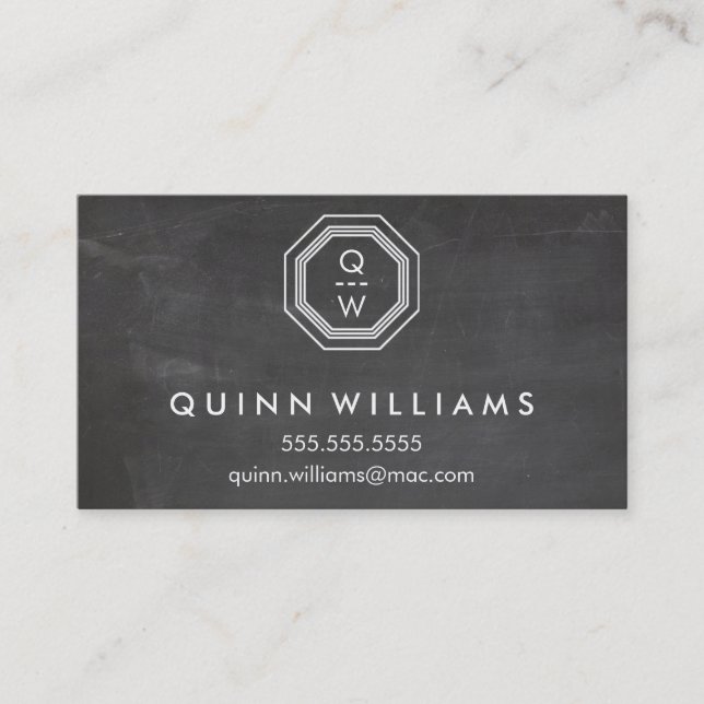MODERN GEO MONOGRAM octogon geometric shape grey Business Card (Front)