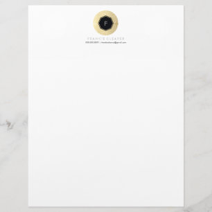 MODERN GEO OCTAGON monogram bold spot gold foil Customised Letterhead