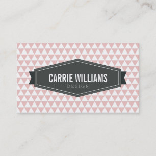 MODERN GEO PATTERN smart badge logo baby pink grey Business Card