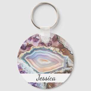 Modern Geode Crystal Crystal Keychain