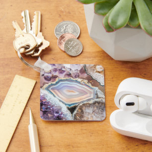 Modern Geode Crystal Crystal Keychain
